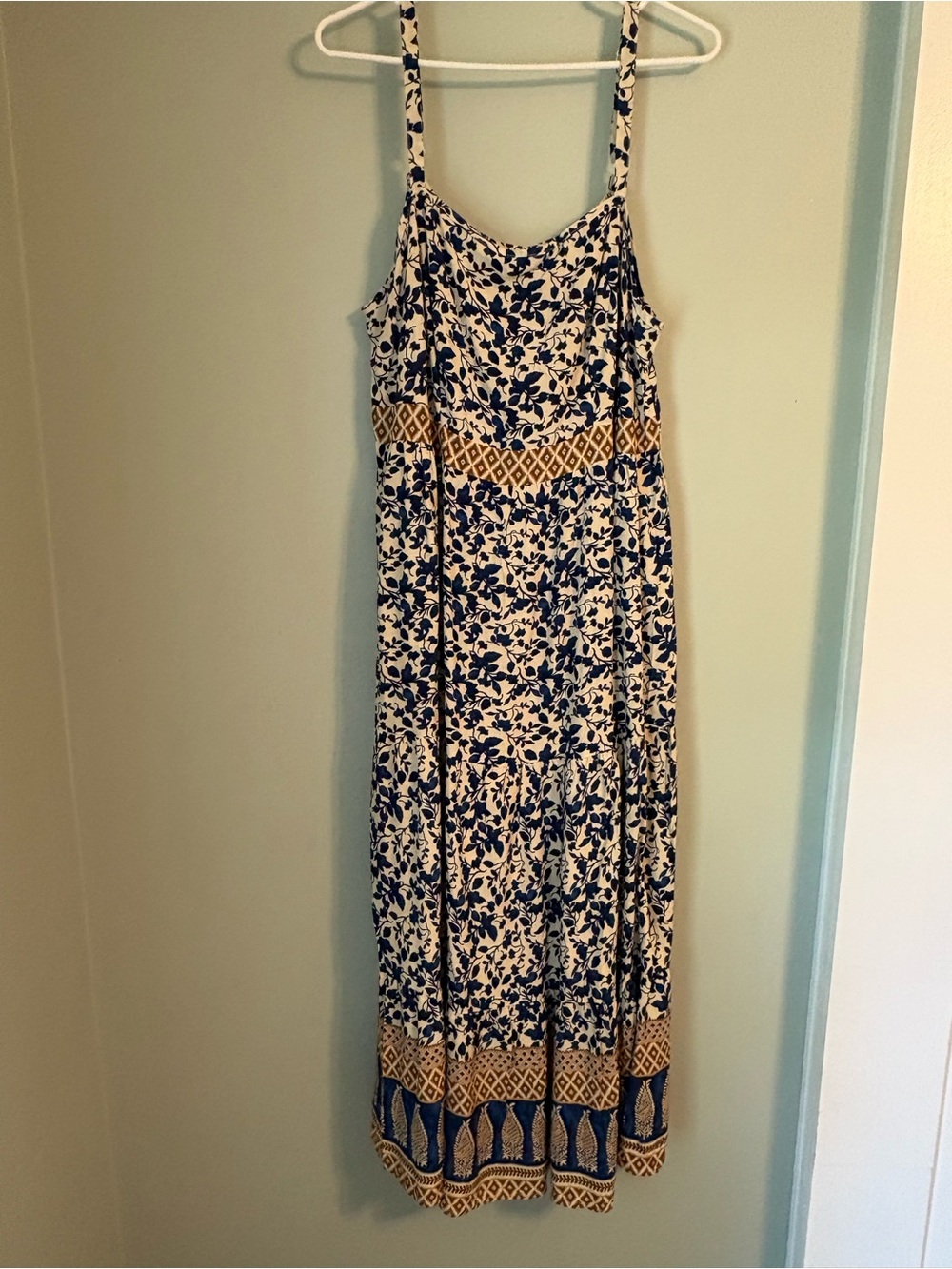 BloomChic Blue Floral Midi Dress with Gold Border - Picture 2 of 4